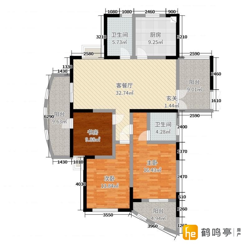 高教公寓146平超大弧形阳台三室两厅两卫新房未入住诚意整租